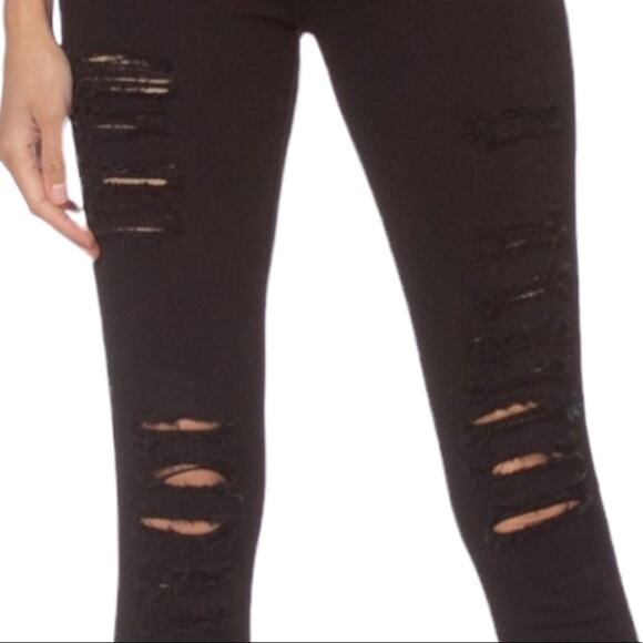 FRAME Denim Women's Black Le Skinny de Jeanne Distressed Ankle Jeans Size 25 - Picture 8 of 11